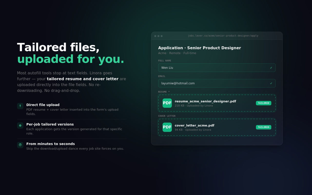 Upload your master resume once