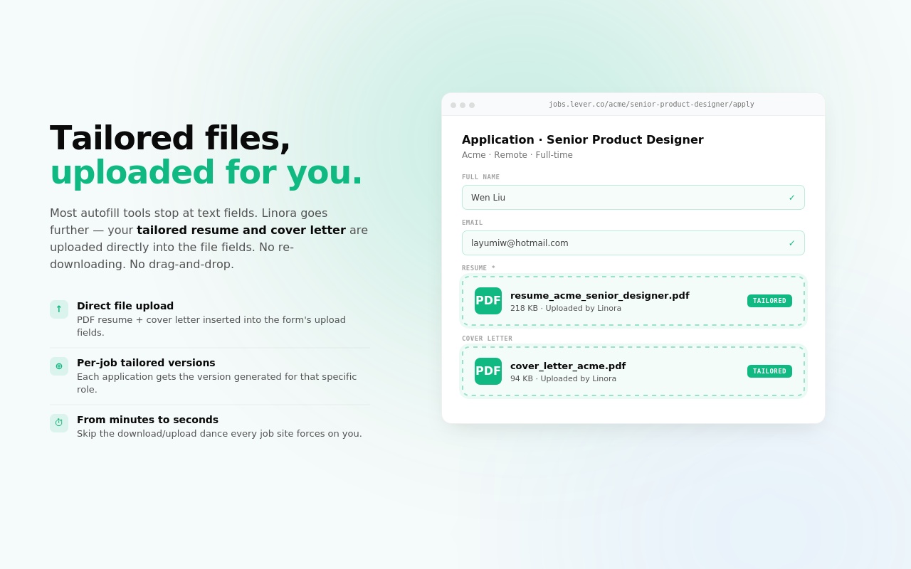 Upload your master resume once